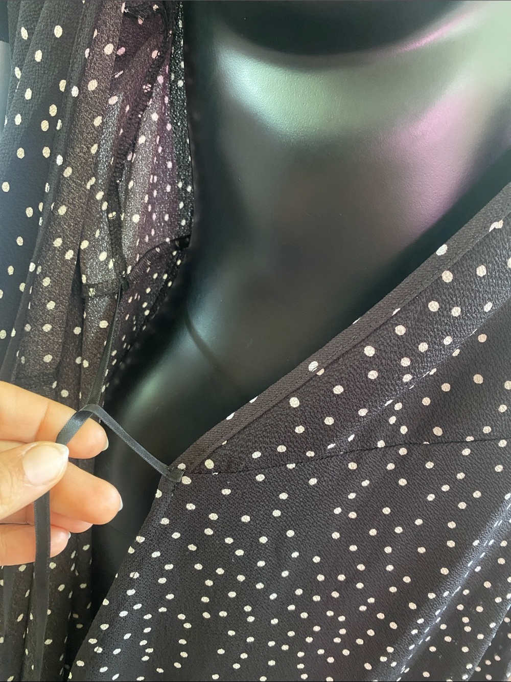 Black Polka Dot Wrap Around Dress After Beach Dress - Picture 11 of 12